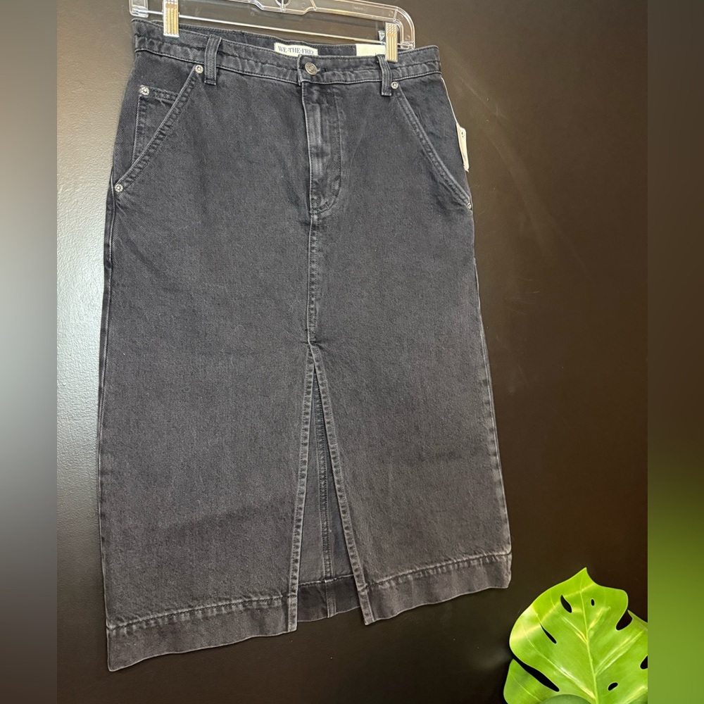 We The Free NWT Black Denim Midi Skirt